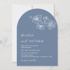  White Flowers Dusty Blue Casual Wedding Einladung