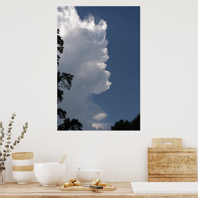 White Fluffy Clouds Blue Sky Poster (Küche)