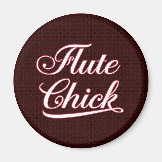 White Flute Chick Script Magnet (Vorne)
