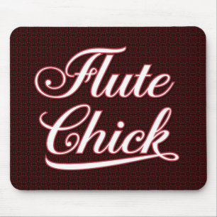 White Flute Chick Script Mousepad