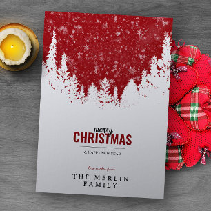 White Forest and Snow Frohe Weihnachtskarte Feiertagskarte