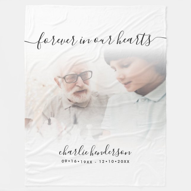 White Forever in unserem Herz Foto Gedenktribut Fleecedecke (Vorderseite)