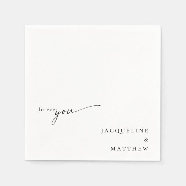 White Forever You Couple Names Wedding Cocktail Serviette (Vorderseite)