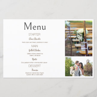 White Foto Collage Wedding Menü