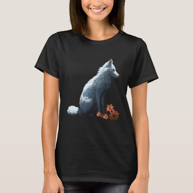 White Fox Flowers  Animal Fox 2 T-Shirt (Vorderseite)