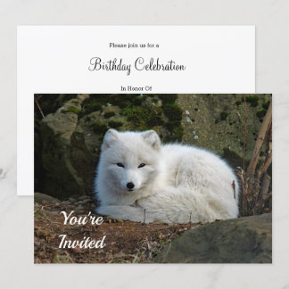 White Fox Foto Geburtstag Einladung