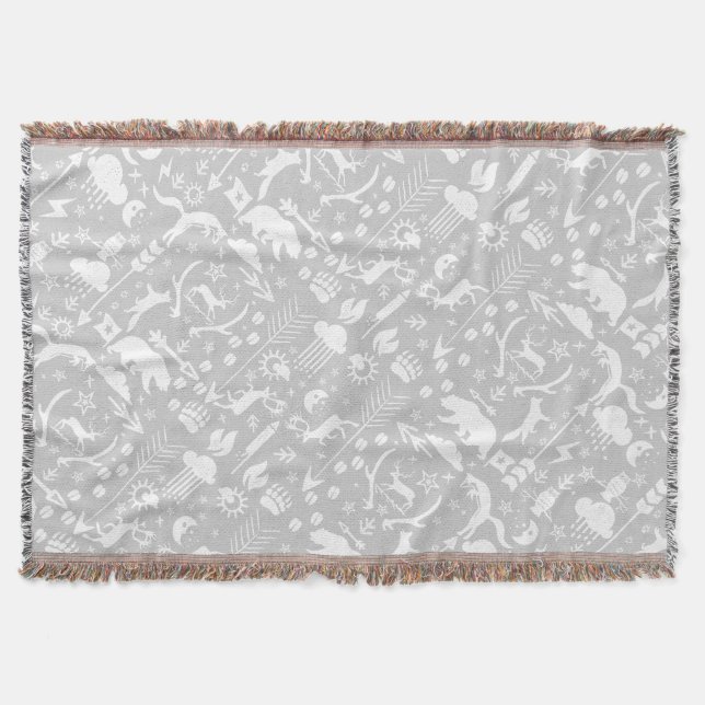 White Fox Gray Moon Clouds Bear Deer Lodge Boys Decke (Vorderseite)