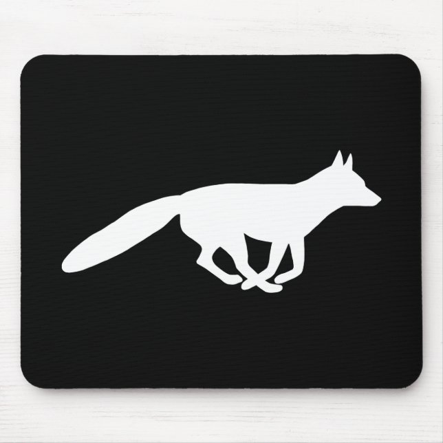 White Fox Silhouette | Wildlife Black and White Mousepad (Vorne)