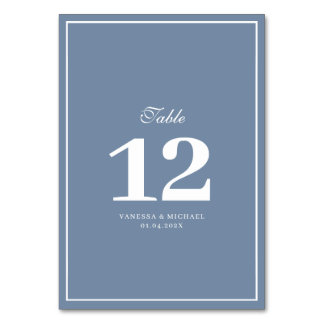 white frame dusty blue wedding table number tischnummer