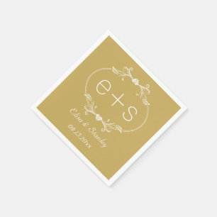White Frame Initials elegante monogram Gold Hochze Serviette
