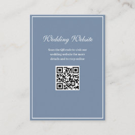 White Frame staubblaue QR Code Hochzeitswebsite Begleitkarte