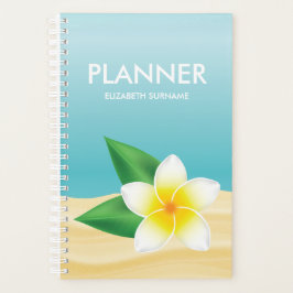 White Frangipani Blume auf Blaue Personalisierte B Planer