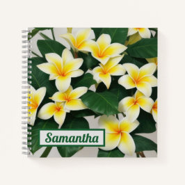 White Frangipani Blume Personalisiert Notebook Notizbuch