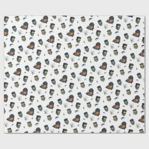 🤍 White Frankenstein Halloween 💀 🎁 Geschenkpapier