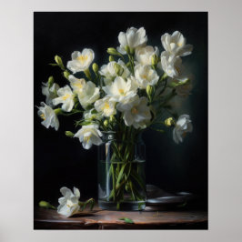 White Freesia Blume Art Print Poster
