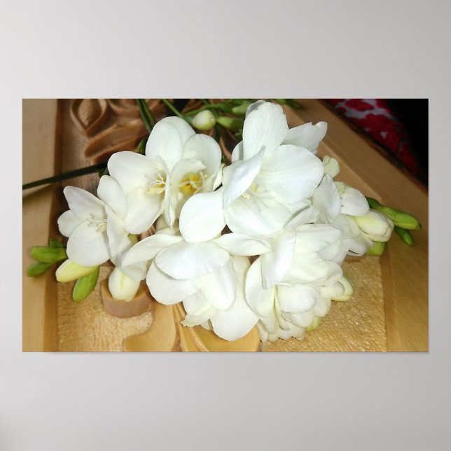 White Freesia Bouquet Poster (Vorne)