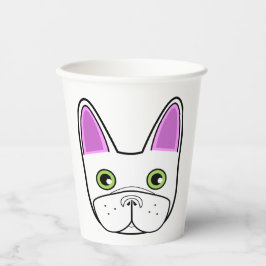 White French Bulldog Face Pappbecher