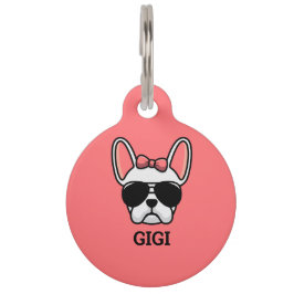White French Bulldog Pet ID Haustiermarke