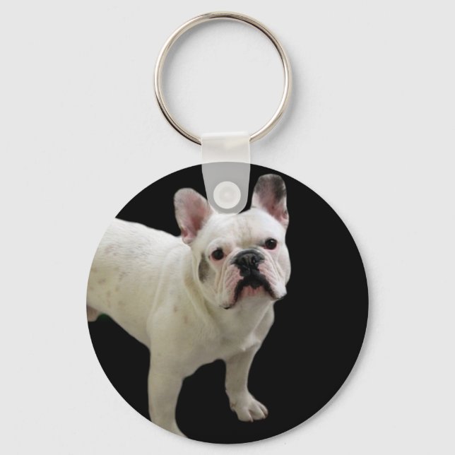 White French Bulldog-Schlüsselanhänger Schlüsselanhänger (Vorderseite)