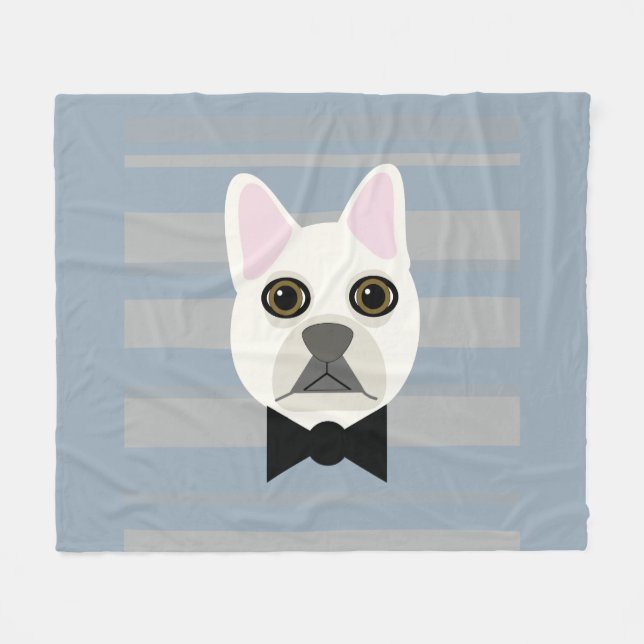 White French Bulldog, Streifen Fleecedecke (Vorderseite (Horizontal))