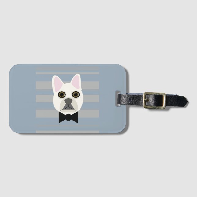 White French Bulldog, Streifen Gepäckanhänger (Vorderseite (Horizontal))