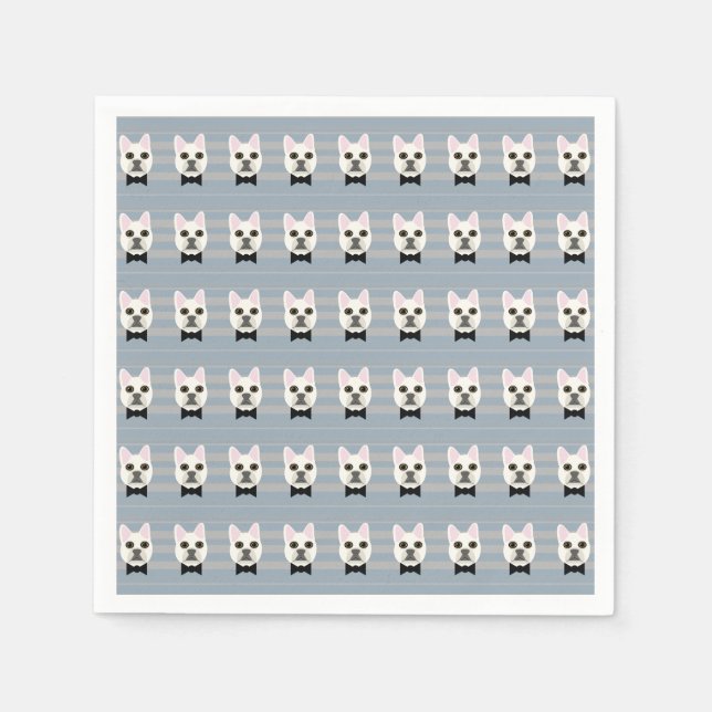 White French Bulldog, Streifen Serviette (Vorderseite)