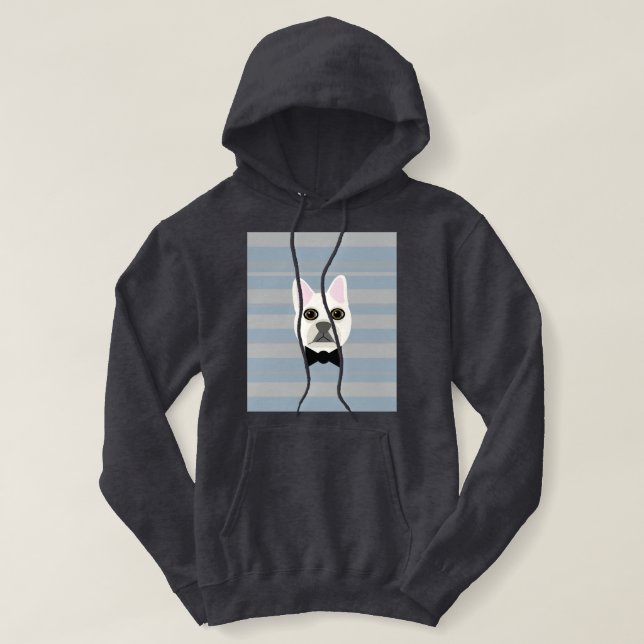 White French Bulldog, Stripes Hoodie (Design vorne)