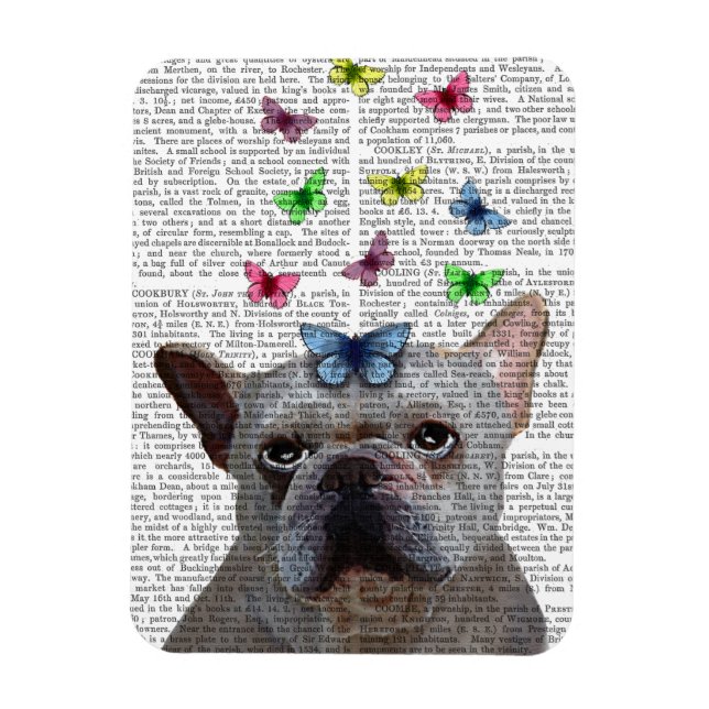 White French Bulldog und Butterfliegen Magnet (Vertikal)