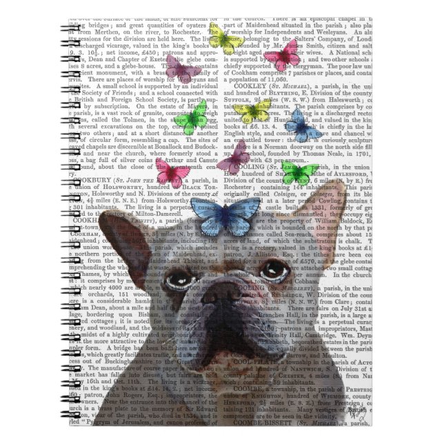White French Bulldog und Butterfliegen Notizblock (Vorderseite)