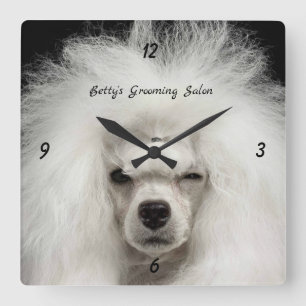 White French Poodle Pet Salon Wall Clock Quadratische Wanduhr