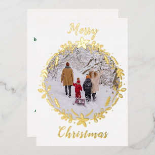 White Frohe Weihnachten Foto Wreath One Foto Folien Feiertagskarte