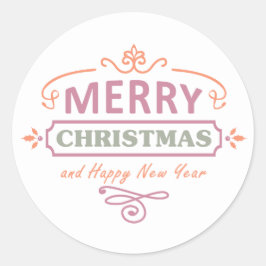 White Frohe Weihnachten glückliche New Year Sticke Runder Aufkleber