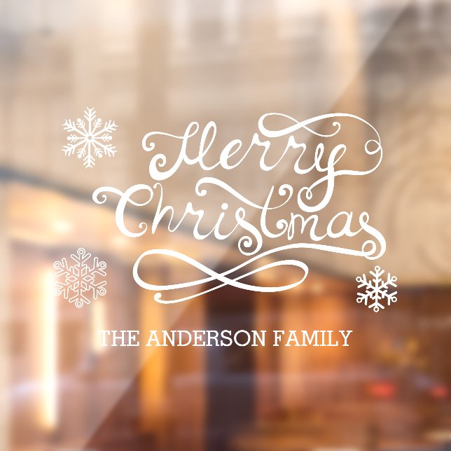 White Frohe Weihnachten handgeschriebenen Text Sch Fensteraufkleber (Blatt 2)