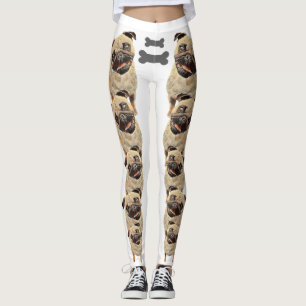 White Fun und Funky Pastel Mops Hunde Leggings