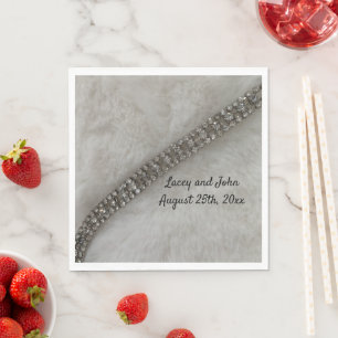 White Fur and Diamonds Wedpaper Napkins Serviette