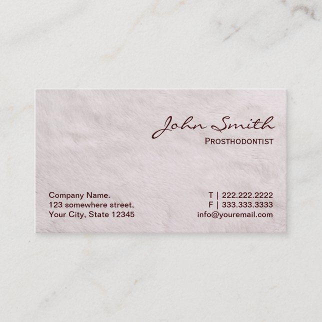 White Fur Prosthodontics Business Card Visitenkarte (Vorderseite)