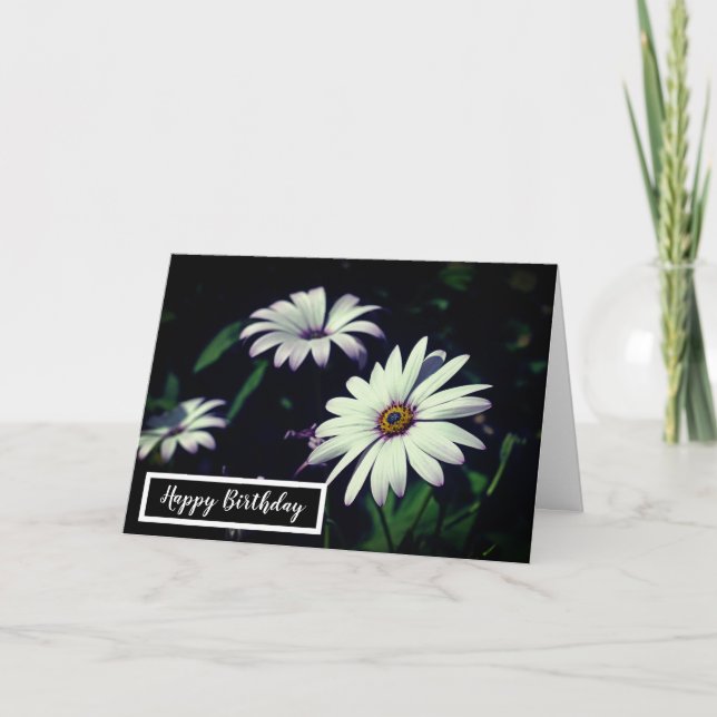 White Garden Blume Adorable Happy Birthday Karte (Vorderseite)