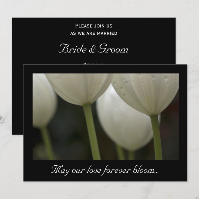 White Garden Tulips Spring Wedding Einladung (Vorne/Hinten)