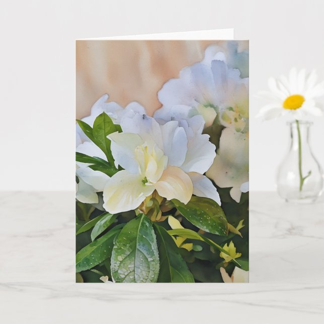 White Gardenia Blume Art Note Card Karte (Kleine Pflanze)