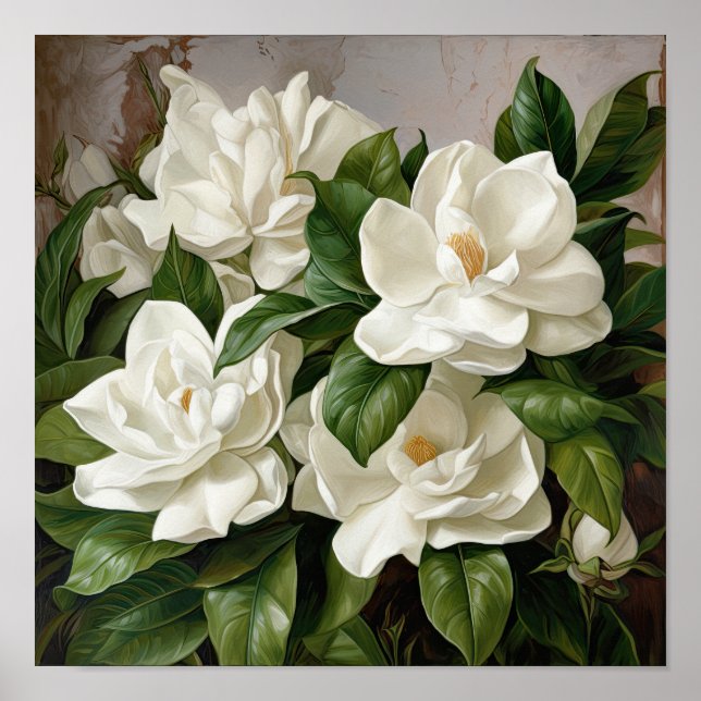 White Gardenias Blume Art Print Poster