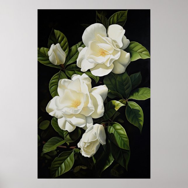 White Gardenias Blume Art Print Poster (Vorne)