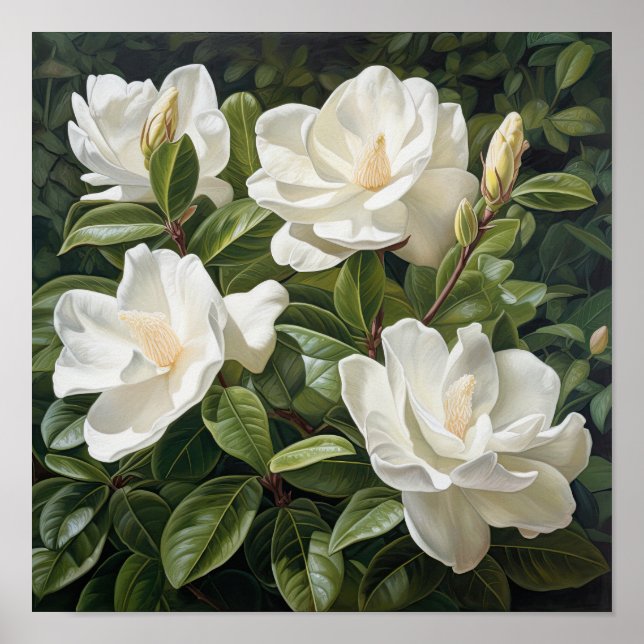 White Gardenias Blume Art Print Poster (Vorne)
