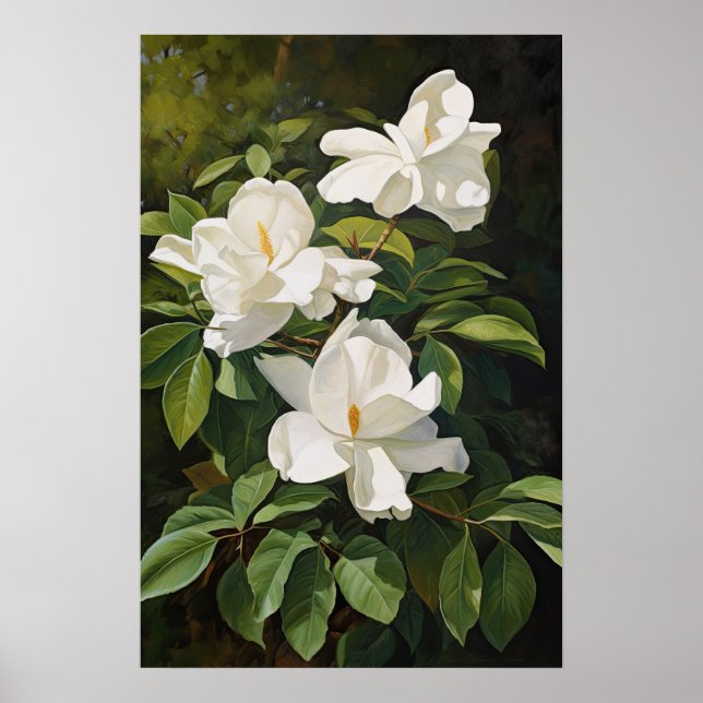 White Gardenias Blume Art Print Poster (Vorne)