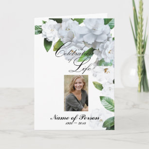White Gardenias Flowers Floral Funeral Program Programm