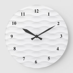 White Geometric Shadowed Background Große Wanduhr
