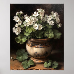 White Geranium Blume Art Print Poster