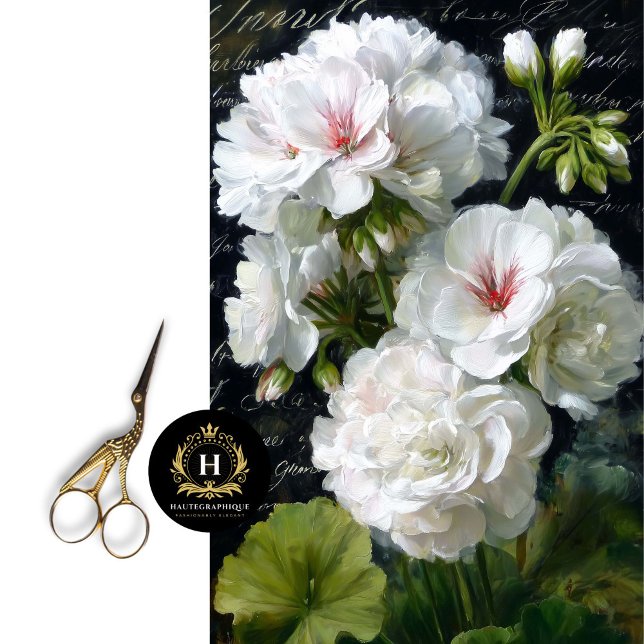 White Geranium Blume Decoupage Seidenpapier (Transform Jewelry Boxes with Botanical Romance.
)