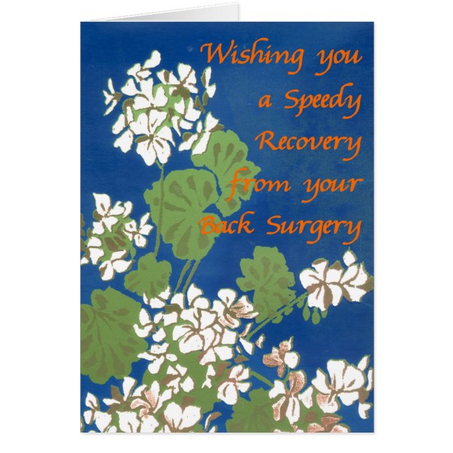 White Geraniums on Blue Get Well Back Surgery (Vorne)