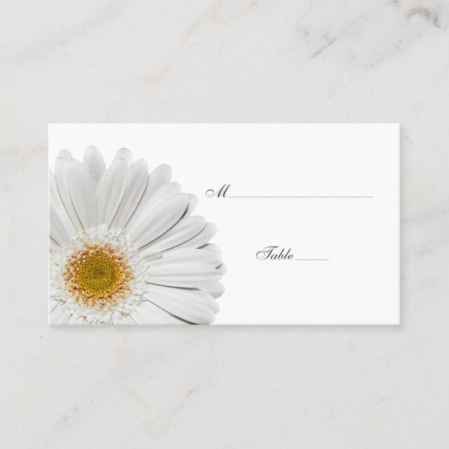 White Gerbera Daisy Besondere Anlass Platzkarte (Vorderseite)