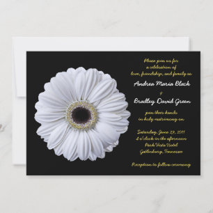 White Gerbera Daisy Black Wedding Einladung